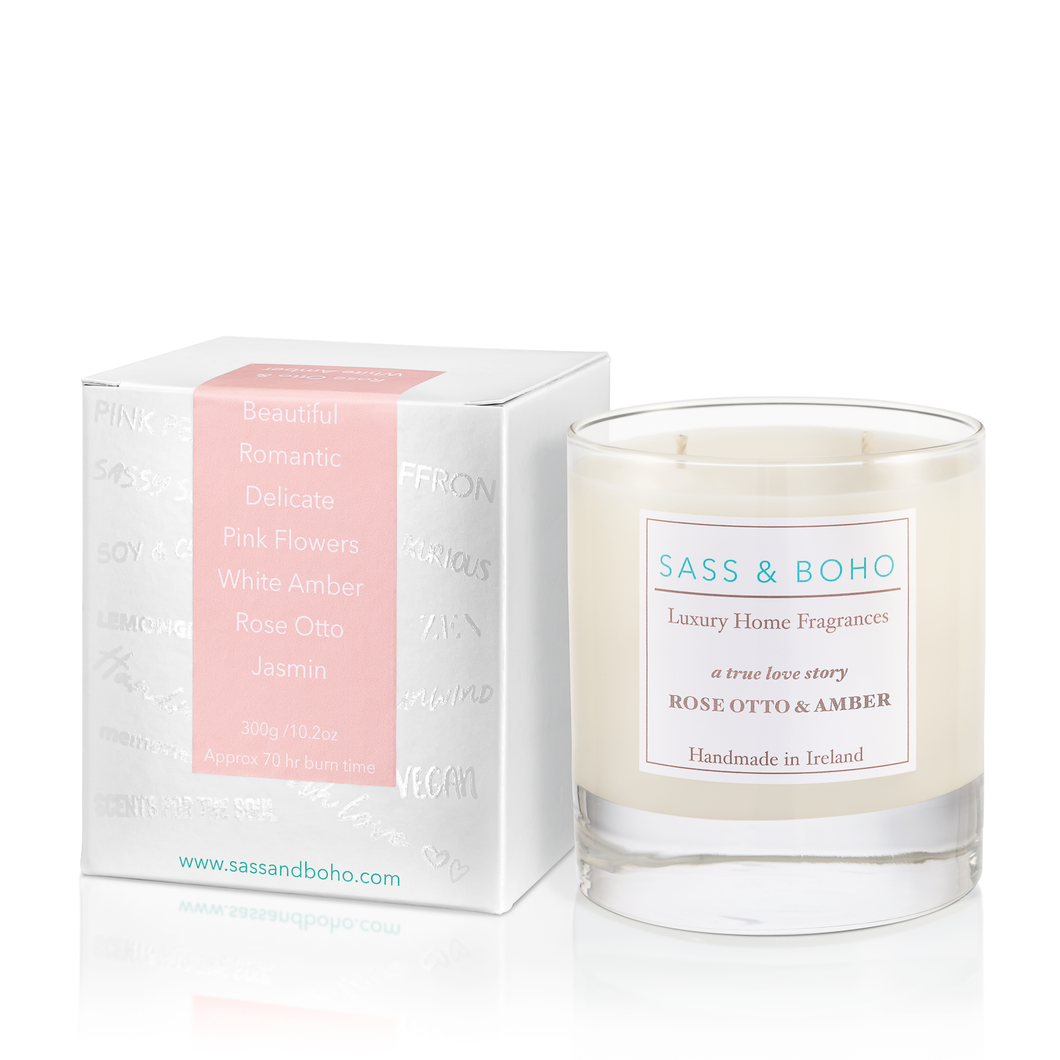 Rose Otto Amber Soy Candle | Fragrance Soy Candle | Sass & Boho